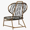 Leisure Chair With Woven Black Rope And Natural Wooden Frame Design