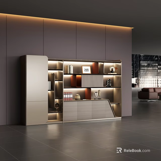 Modern Sofa Coffee Table Set With Storage Cabinet And Decorative Lighting In Living Room 3d model 