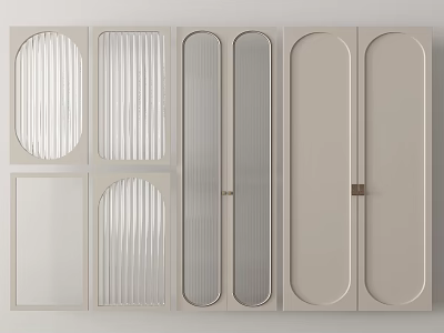 Door Components With Various Designs Glass Panels Metal Frames And Oval Rectangular Shapes 3d model