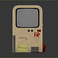 Vintage VR Computer Device with Retro Style Screen Buttons and Red Cable