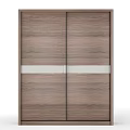 Modern Wooden Wardrobe With Sliding Doors And White Horizontal Trim
