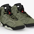 Olive Green High Top Shoes With Velcro Strap Red Logo Black Sole And Suede Upper