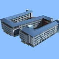 Modern School Building With Multi Story Structure Flat Roof Connected Wings And Large Windows