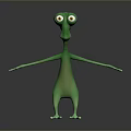 Green Animated Character With Big Eyes Long Limbs And Open Arms