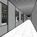 Modern Elevator Hallway Interior With Sleek Walls Ceiling Panels And White Tile Flooring 3d model