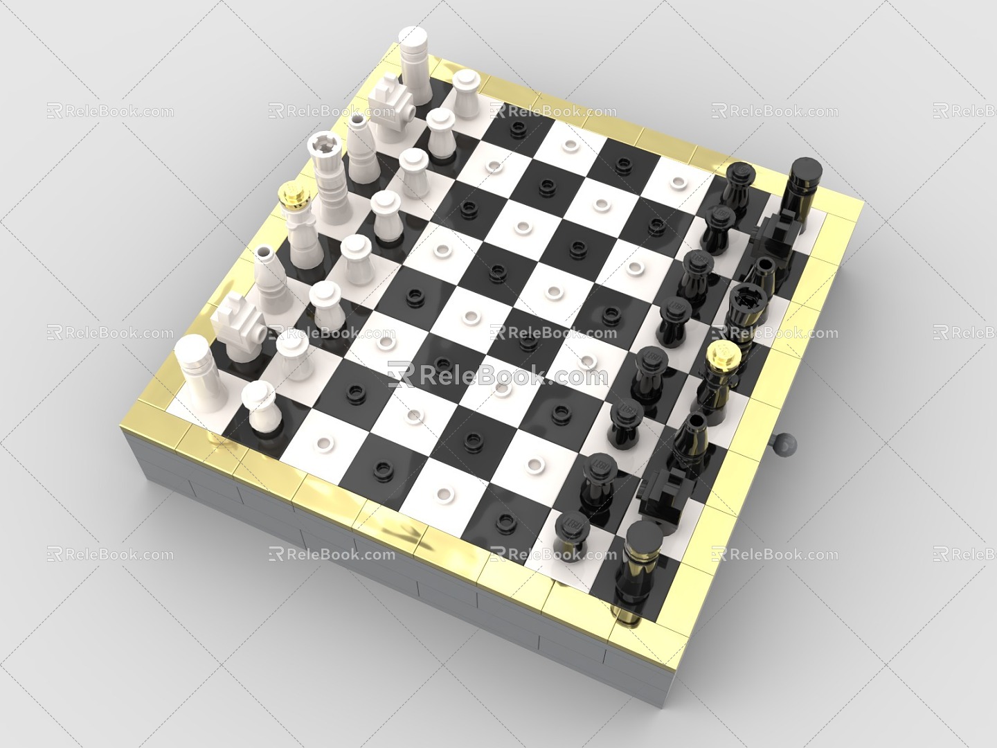 LEGO toy blocks chess board chess pieces 3d model