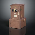 Vintage Brown Box With Dual Lenses And Metal Handle Design Features