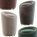 Velvet Ottoman Footstool With Curved Design And Gold Metal Base In Multiple Colors