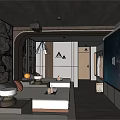 SPA Sauna Interior Design With Comfortable Beds And Modern Relaxation Space 3d model