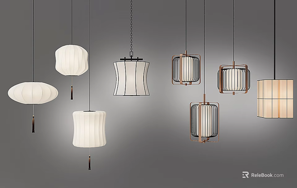 Stylish Pendant Lights With Various Shapes And Designs For Home Decoration 3d model 