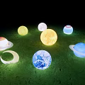 Solar System Planet and Moon Shaped Illuminated Decorative Outdoor Lights for Garden Grass Yard