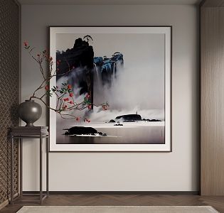 Hanging painting, decorative painting, landscape painting 3d model