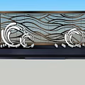 Modern Feature Wall With Wavy Lines And White Spiral Decorations On Black Base