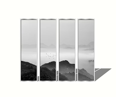 New Chinese Landscape Painting Ink Landscape Decorative Painting Wall Decoration 3d model