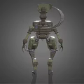Green Sci Fi Mech Robot With Mechanical Arms And Cannon Standing Pose 3d model