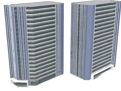 Modern Two Tall Office Buildings Exterior Design With Glass Curtain Walls And Multi Storey Structure 3d model