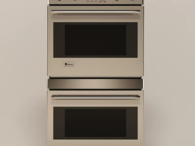 Modern Stainless Steel Double Built-in Ovens With Black Glass Doors Kitchen Appliance 3d model