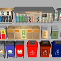 Garden Decorative Trash Bins with Various Colors and Recycling Symbols for Outdoor Use
