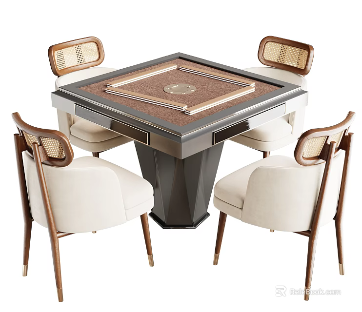 Modern Entertainment Table With Four Padded Armchairs And Elegant Tabletop Design 3d model 