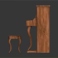 Elegant Brown Wooden Piano Furniture With Matching Bench And Carved Legs