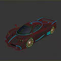 Modern Black Sports Car With Blue Accents And Sleek Aerodynamic Design