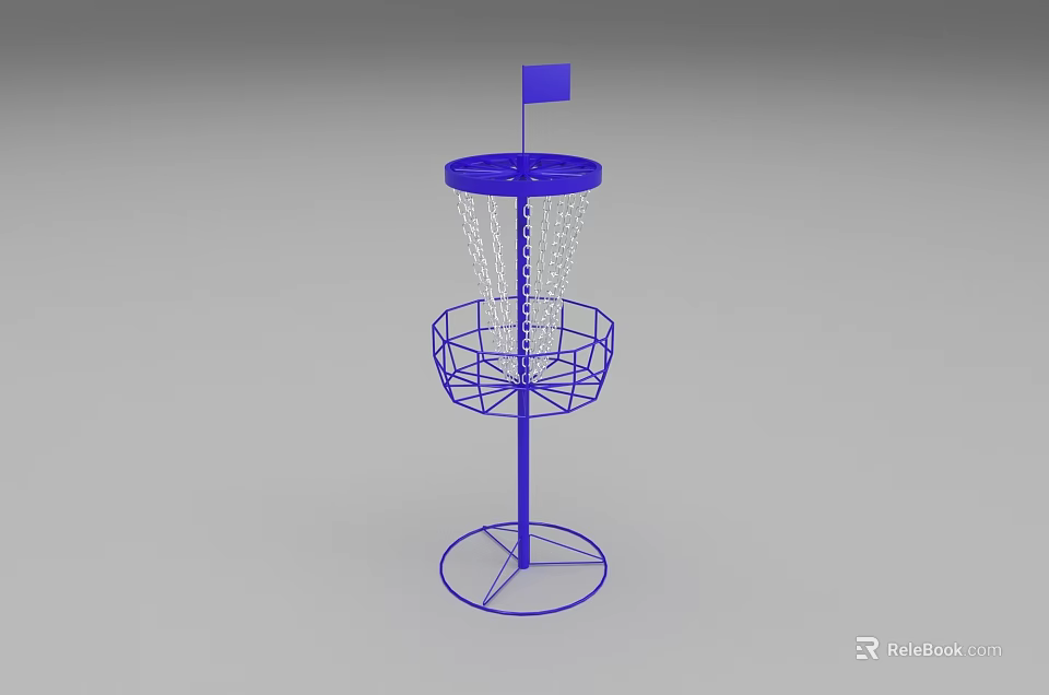 Outdoor Blue Playground Equipment With Basket Net Structure Top Flag And Stable Base 3d model 