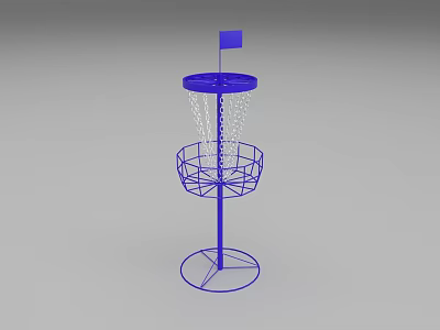 Outdoor Blue Playground Equipment With Basket Net Structure Top Flag And Stable Base 3d model
