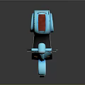 3D Rendered Blue Retro Scooter With Red Seat And Shiny Metallic Finish