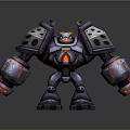 Game And Movie Character Mechanical Robot With Purple Armor Luminous Red Chest And Arm Lights