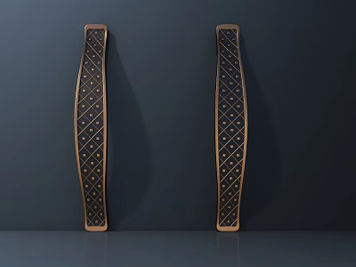 Decorative Furniture Cabinet Handles With Gold Geometric Patterns And Long Strip Design 3d model