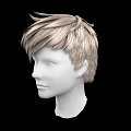 Game Movie Character 3D Head Model With Short Blonde Hair On Black Background