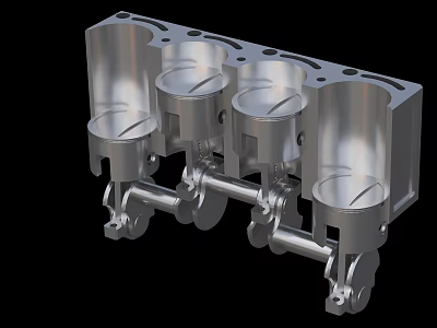 Industrial Equipment Precision Engineered Piston Assembly With Connecting Rods And Metal Components 3d model