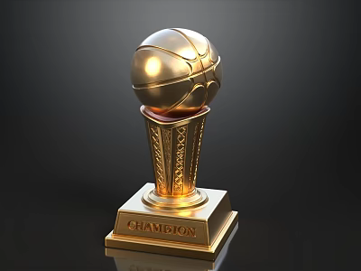 Golden Basketball Trophy With Intricate Design And Champion Base For Sports Award 3d model