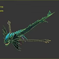 Mythical Blue Dragon Game Movie Character With Glowing Spine And Sharp Claws