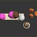 Colorful Ice Cream Cones With Various Flavored Scoops And Empty Cones On