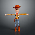 3D Cowboy Character Model Wearing Brown Hat Plaid Shirt Blue Jeans And Brown Boots