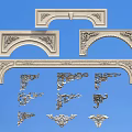 Ornamental Decorative Components With Carved Arched Shapes And Intricate Corner Patterns 3d model