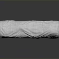 White Cylindrical Pillow With Fabric Texture On Dark Reflective Background 3d model