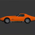 Classic Orange Sports Car With Sleek Design Black Windows And Silver Wheels
