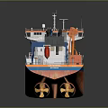 Orange And White Ship Featuring Deck Equipment And Design Elements 3d model