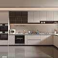 Modern Kitchen Interior With White Cabinets Built In Appliances And Sleek Countertops
