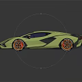 Light Green Sports Car With Orange Wheels Scissor Doors And Orange Interior Sleek Design
