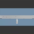 Pedestrian Bridge With Water Area Small Boat Pedestrians Columns Railing And Steps