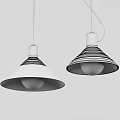 Modern Black Pendant Lights With Ribbed Shade Orange Rim And White Bulb