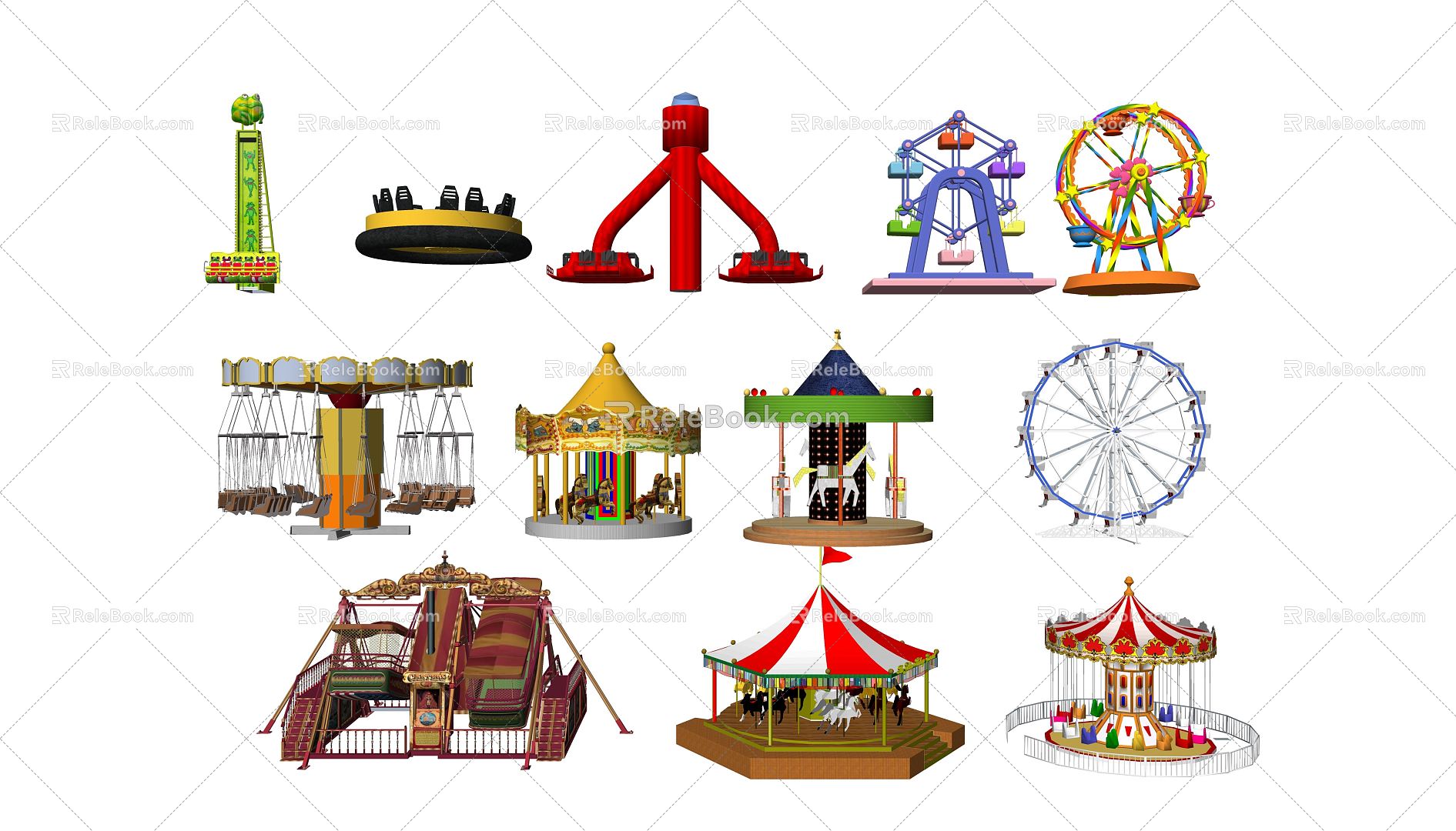 Modern amusement equipment amusement park 3d model