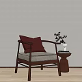 New Chinese-style Single Sofa 3d model