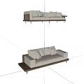 Modern Beige Multi Seater Sofa With Wooden Frame And Multiple Cushions 3d model