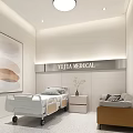 Modern Hospital Ward Interior With Medical Bed Sofa Artwork And Nightstand