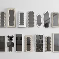 Decorative Mirrors In Various Shapes And Designs Displayed On White Wall For Home Interior