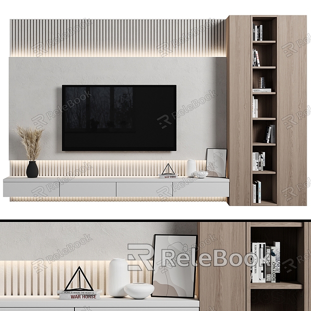 TV cabinet concrete background wall model